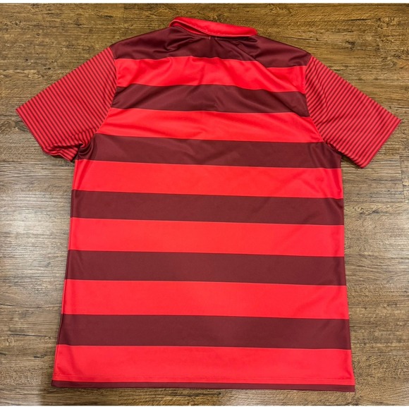 Nike Red Standard Fit Bold Striped Casual Performance Golf Polo Shirt Men Large - Picture 3 of 7